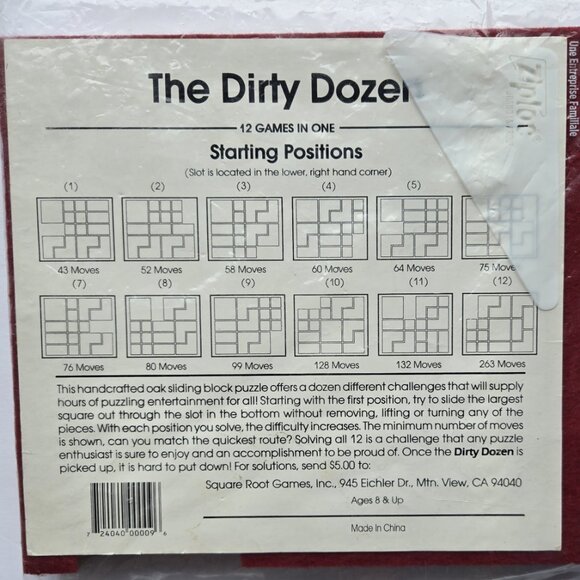 Sliding Wooden Block Puzzle Game, Brain Teaser 12 Different Puzzles to Solve - Picture 2 of 2